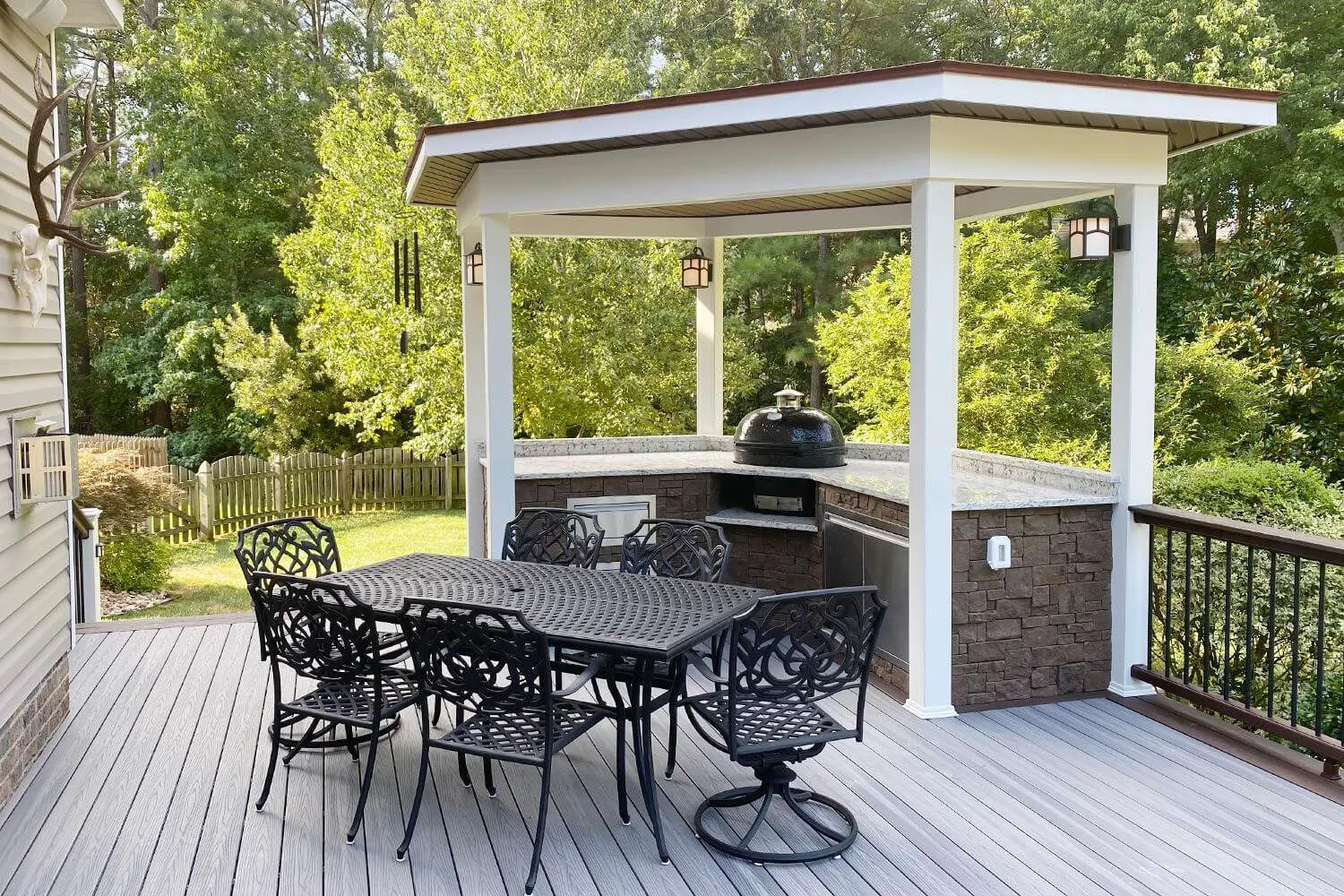 Stone wall cladding porch of house exterior design